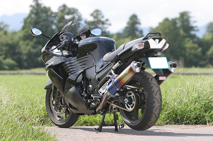 ブラウン×ピンク 直送品 カワサキ アールズギア スリップオン ツインタイプ カーボン ZZR1400/ZX-14 06-07 KAWASAKI  R's Gear WK09-03CF